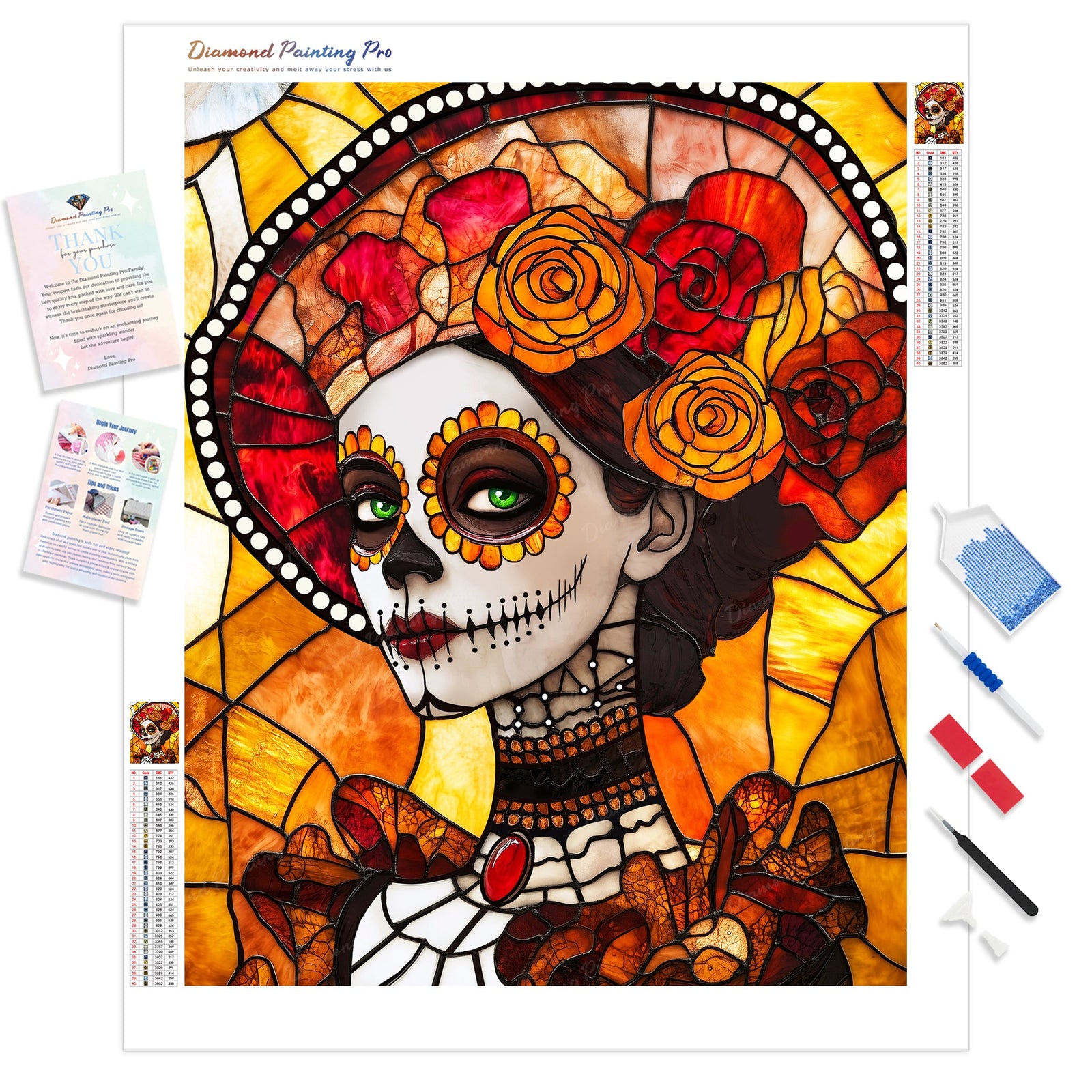 Sugar Skull Beauty | Diamond Painting Kit - Full Drill - Square or Round Diamonds with AB Drills Option