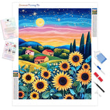 Sunflower Village | Diamond Painting Kit - Full Drill - Square or Round Diamonds with AB Drills Option