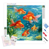 Sunlit Goldfish Diamond Painting Kit - Full Drill / Square or Round Diamonds with AB Drills Option