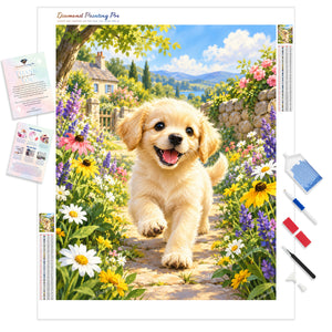 Sunlit Puppy Trot | Diamond Painting