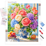 Sunlit Window Bouquet Diamond Painting Kit - Full Drill / Square or Round Diamonds with AB Drills Option