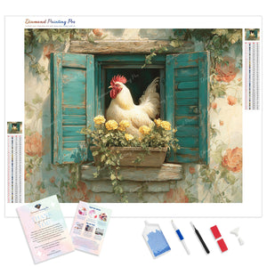 Sunny Rooster Window | Diamond Painting