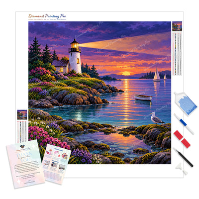 Sunset Shoreline Diamond Painting Kit - Full Drill / Square or Round Diamonds with AB Drills Option