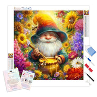 Sweet Nectar Gnome Diamond Painting Kit - Full Drill / Square or Round Diamonds with AB Drills Option