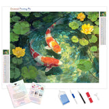 Swirls of Koi Serenity Diamond Painting Kit - Full Drill / Square or Round Diamonds with AB Drills Option