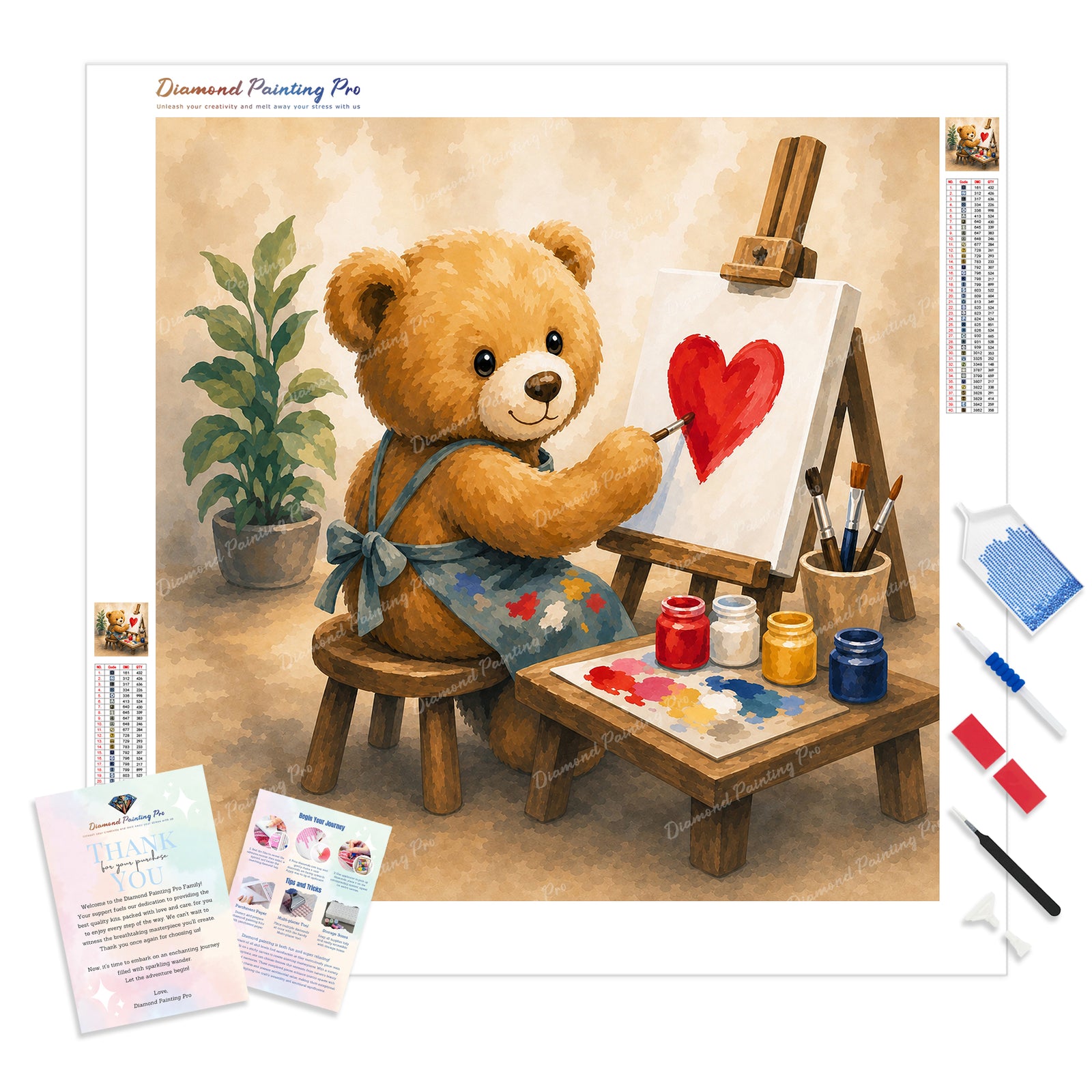 Teddy Bear Painting Diamond Painting Kit - Full Drill / Square or Round Diamonds with AB Drills Option