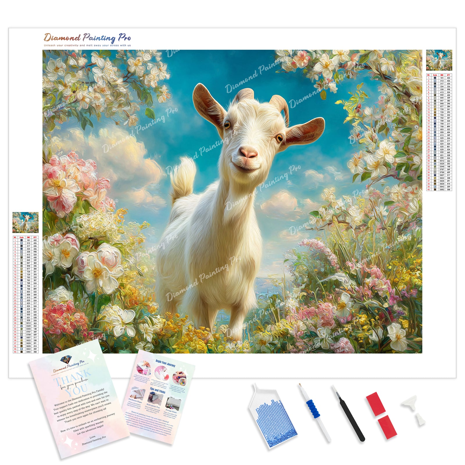 The Giggling Goat Diamond Painting Kit - Full Drill / Square or Round Diamonds with AB Drills Option