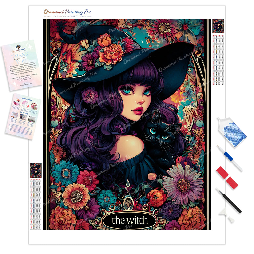 The Witch Portrait Diamond Painting Kit - Full Drill / Square or Round Diamonds with AB Drills Option