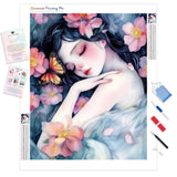 Thumbelina and Blooms Diamond Painting Kit - Full Drill / Square or Round Diamonds with AB Drills Option