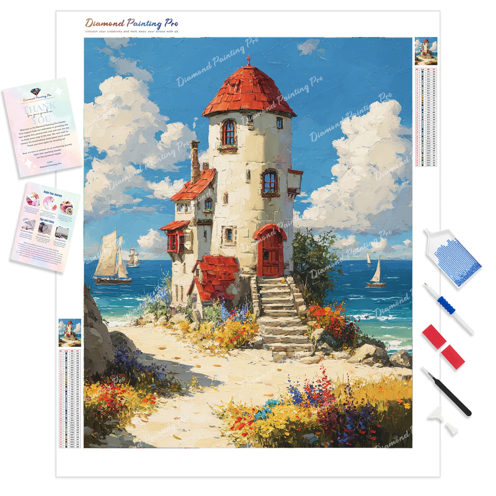 Tower Lighthouse Diamond Painting Kit - Full Drill / Square or Round Diamonds with AB Drills Option