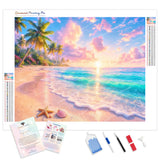 Tropical Beach Sunset Diamond Painting Kit - Full Drill / Square or Round Diamonds with AB Drills Option