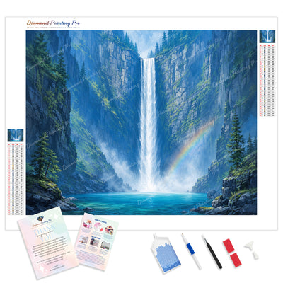 Valley Waterfall Diamond Painting Kit - Full Drill / Square or Round Diamonds with AB Drills Option