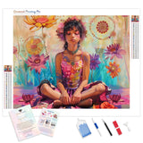 Meditation in Bloom | Diamond Painting Kit - Full Drill - Square or Round Diamonds with AB Drills Option