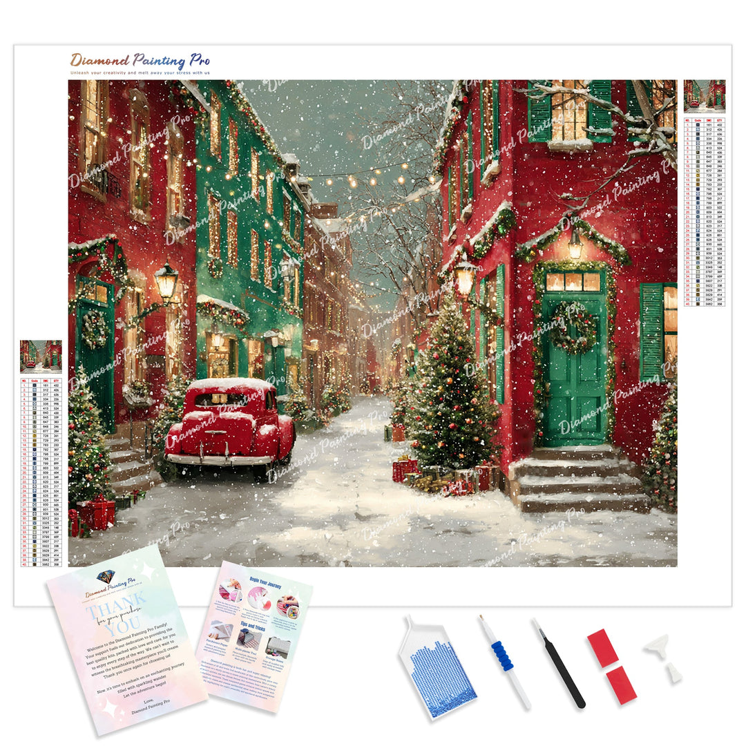 Very Merry Street Diamond Painting Kit - Full Drill / Square or Round Diamonds with AB Drills Option