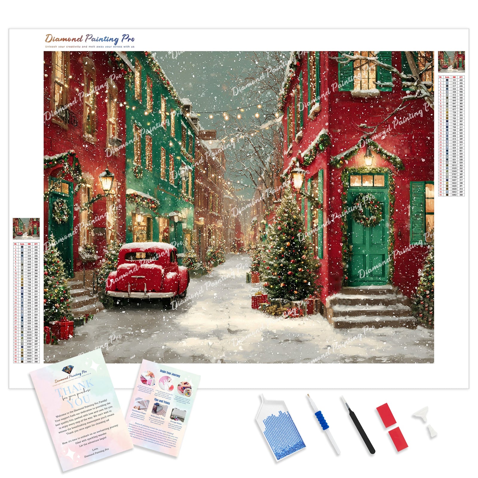 Very Merry Street Diamond Painting Kit - Full Drill / Square or Round Diamonds with AB Drills Option