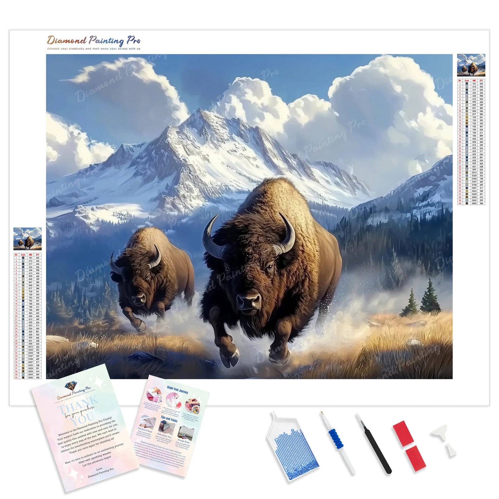 Wild Buffalo Diamond Painting Kit - Full Drill / Square or Round Diamonds with AB Drills Option