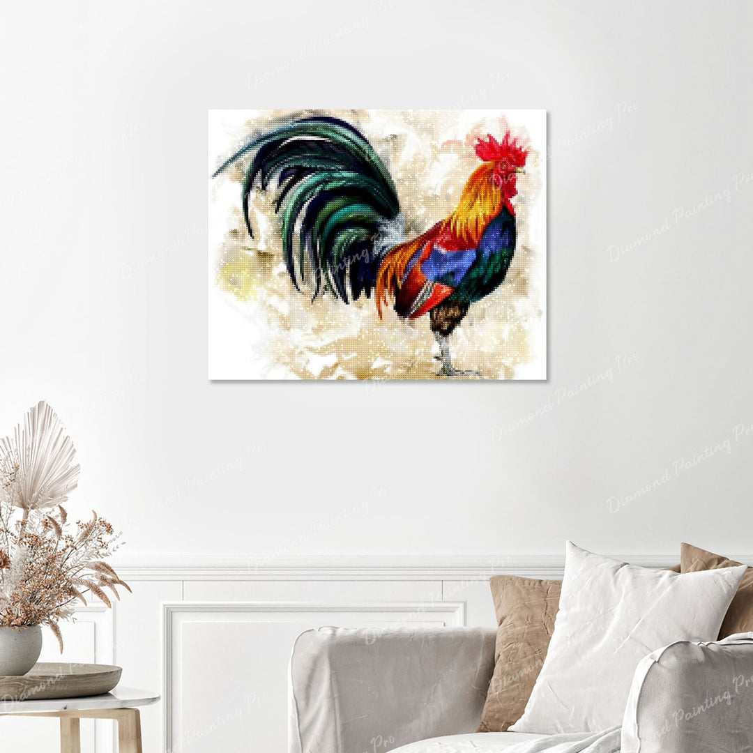 Rooster Finished Diamond Painting with No Frame