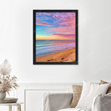 Colorful Beach Sky Finished Diamond Painting Displayed with Black Frame as Home Decor