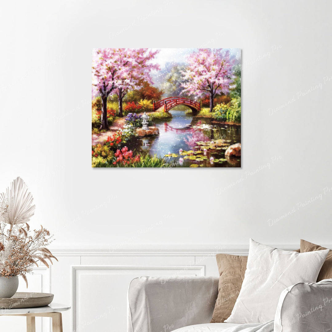 Japanese Garden Finished Diamond Painting with No Frame