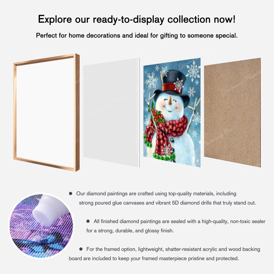 What is included in Snowman Christmas Finished Diamond Art Package