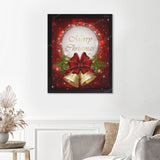 The Christmas Bell Finished Diamond Painting Displayed with Black Frame as Home Decor