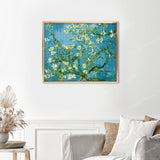 Almond Blossoms Finished Diamond Painting Displayed with Gold Frame as Home Decor