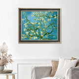 Almond Blossoms Finished Diamond Painting Displayed with Vintage Frame as Home Decor