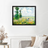 Poppy Fields Near Argenteuil - Claude Monet Finished Diamond Painting Displayed with Black Frame as Home Decor