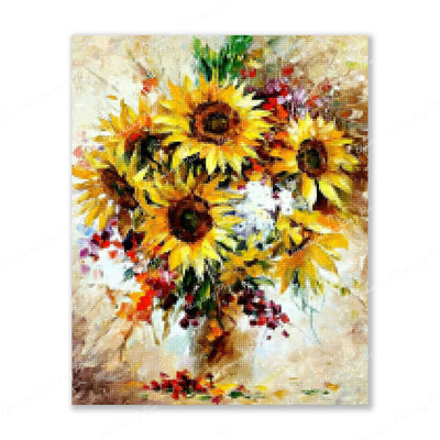 Bright Sunflower Vase Finished Diamond Painting For Sale From Diamond Painting Pro