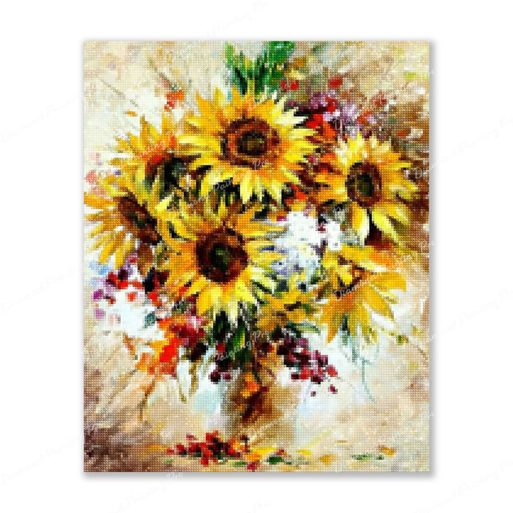 Bright Sunflower Vase Finished Diamond Painting For Sale From Diamond Painting Pro