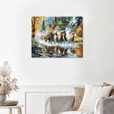 Horses Galloping Downstream Finished Diamond Painting with No Frame