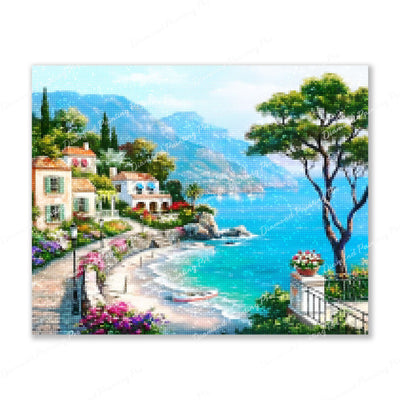 Mediterranean Seaside Finished Diamond Painting For Sale From Diamond Painting Pro