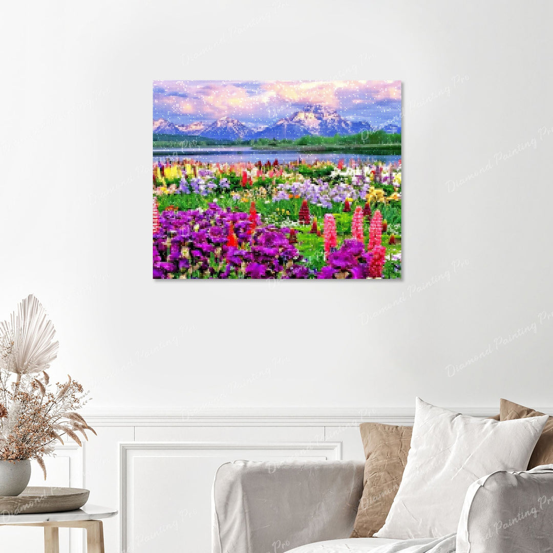 Picturesque Grand Teton Finished Diamond Painting with No Frame