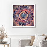 Mandalas Finished Diamond Painting Displayed with White Frame as Home Decor