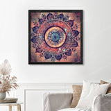 Mandalas Finished Diamond Painting Displayed with Black Frame as Home Decor