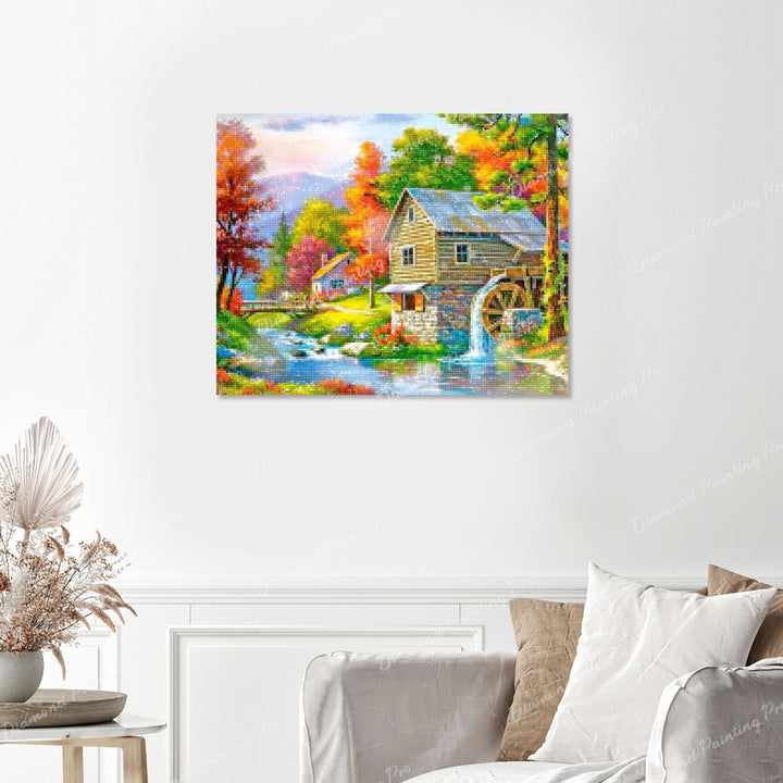 Autumn Cottage Finished Diamond Painting with No Frame