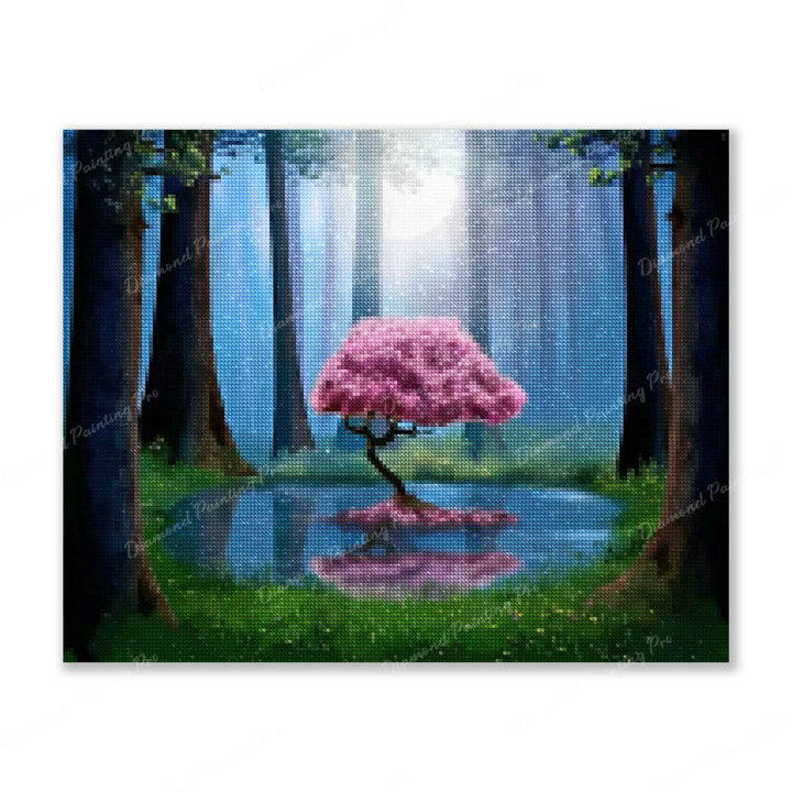 Forest Pink Tree Finished Diamond Painting For Sale From Diamond Painting Pro