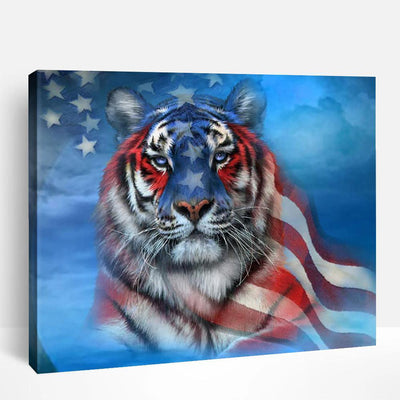 American Flag and Tiger | Paint By Numbers