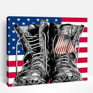 American Flag and Boots | Paint By Numbers