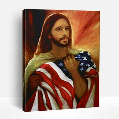 Jesus and American Flag | Paint By Numbers