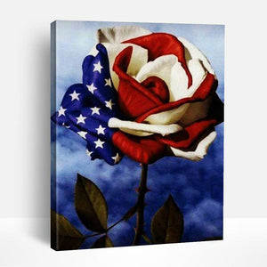 American Flag and Rose | Paint By Numbers