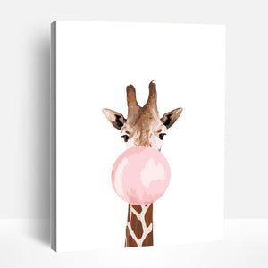 Giraffe and Pink Bubblegum | Paint By Numbers