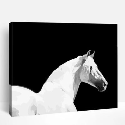 White Horse on Black | Paint By Numbers