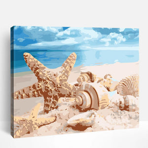 Starfish and Seashells on Beach | Paint By Numbers