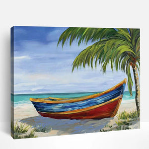 Boat and Palm Trees | Paint By Numbers