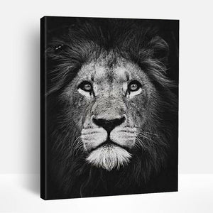 Lion in Black & White | Paint By Numbers