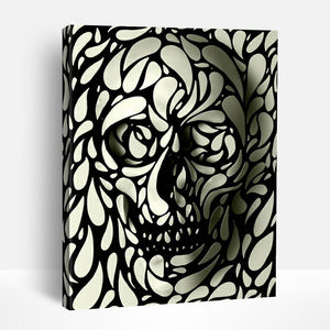 Skull in Black & White | Paint By Numbers