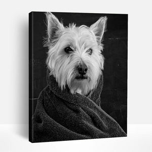 Puppy in Black & White | Paint By Numbers