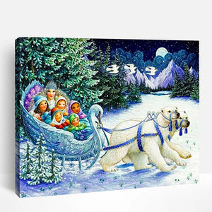 Polar Bears and Sleigh | Paint By Numbers