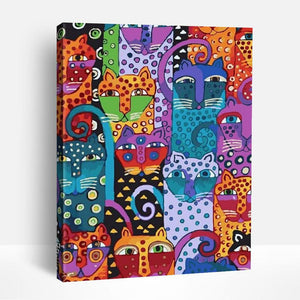 Colorful Abstract Cats | Paint By Numbers